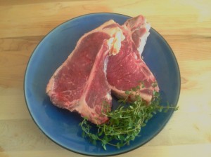 These T-bone steaks are from our latest harvest. I salted the beef 1 hour before with medium grain Himalayan salt to tenderize and allow the meat to reach room temp, I seared the steaks on both sides with high heat (1.5-2 min each side), then I closed the lid to lower the temp. Another 2 min. each side until medium rare to medium. These were awesome steaks direct from the paddock to the plate. Please see our blog on cooking grass fed beef.